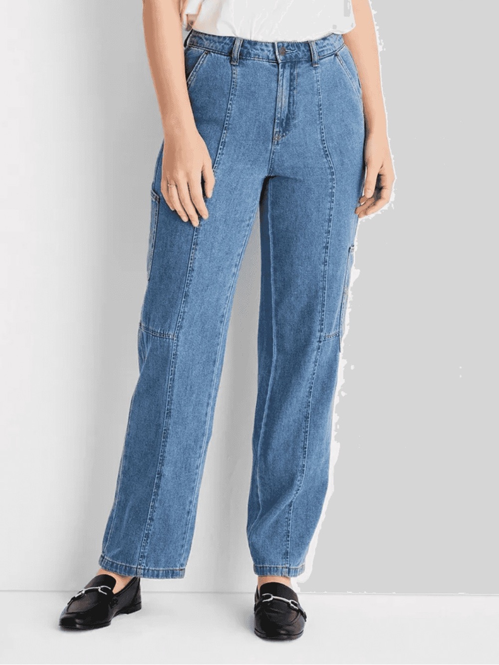 Future Collective Reese Blutstein Straight Leg Cargo Jeans, Women's 14